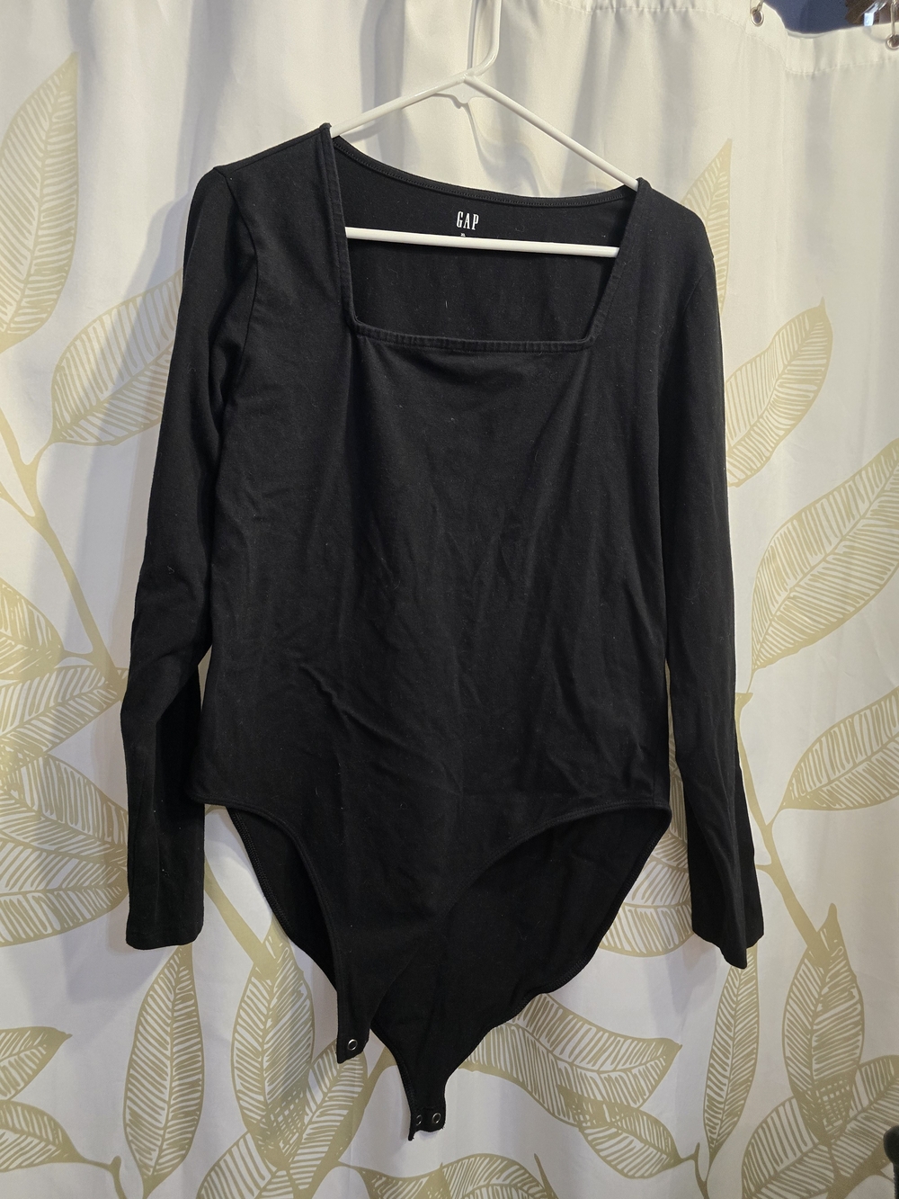 GAP Women's Black Square Neck Long Sleeve Bodysuit